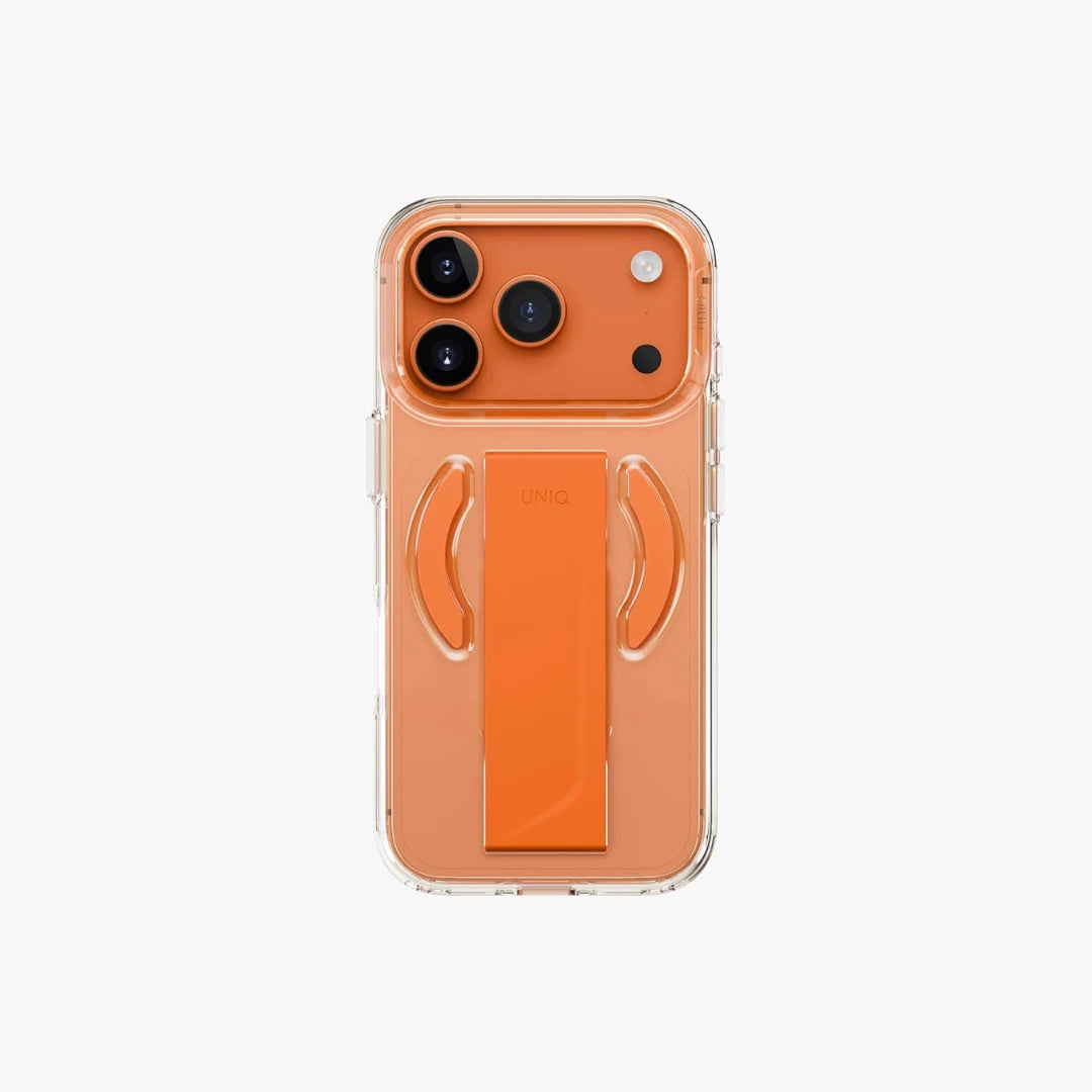 Funda UNIQ iPhone 17 Pro Clear Orange – Heldro Air con Soporte Magnético FlexGrip