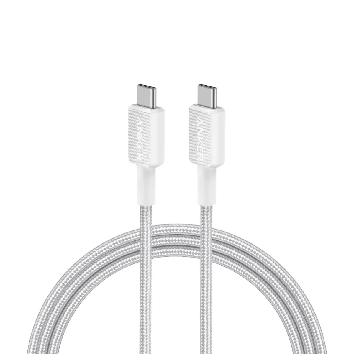 Cable Anker USB-C a USB-C 60W Trenzado 1.8m 🔌 Ultra Resistente y Rápido Blanco