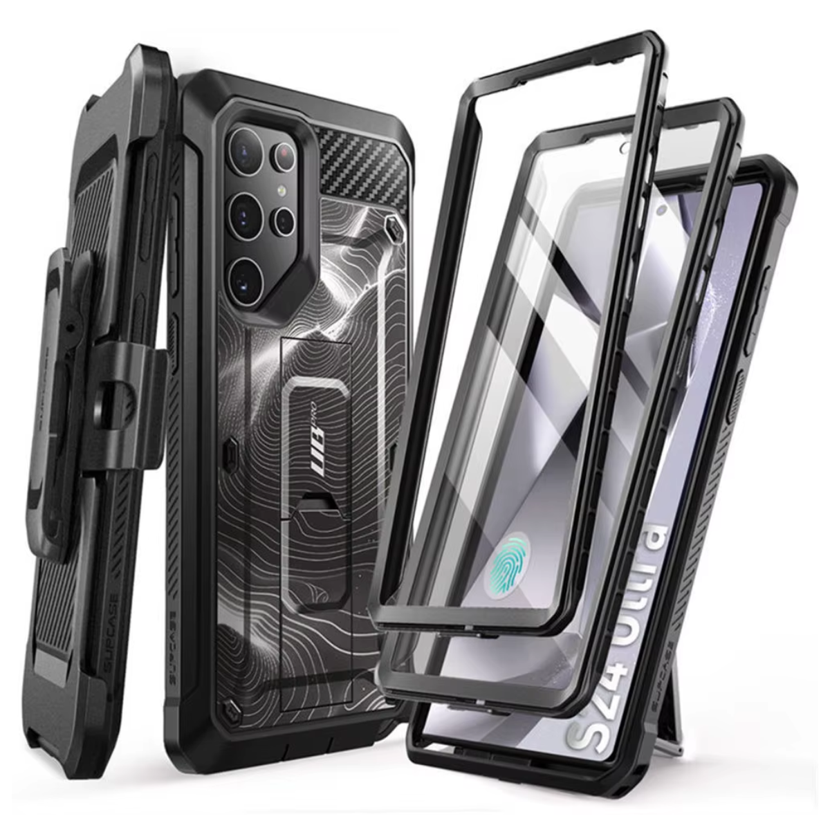 SUPCASE UB Pro Funda Galaxy S24 Ultra | Doble Capa + Clip Cinturón + Protector NEGRO
