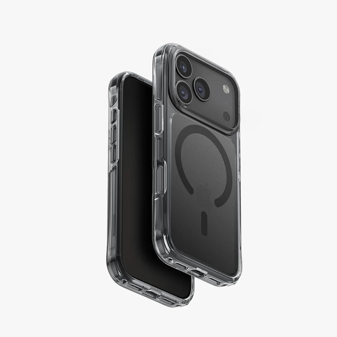 Funda UNIQ iPhone 17 Pro Smoke Black – LifePro Xtreme Antihuellas con Carga Magnética