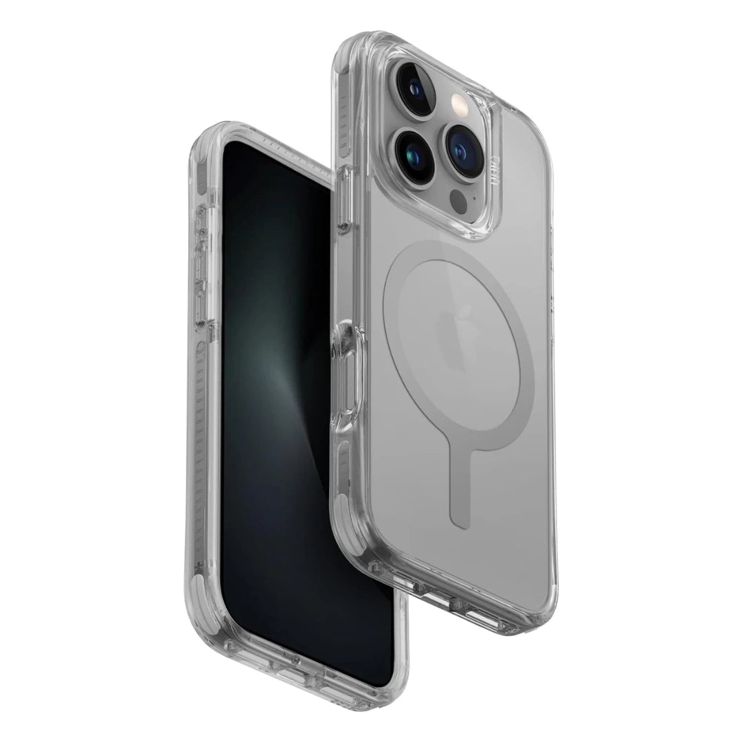 Funda UNIQ iPhone 16 Pro Stone Gray – MagClick Híbrida con Carga Magnética