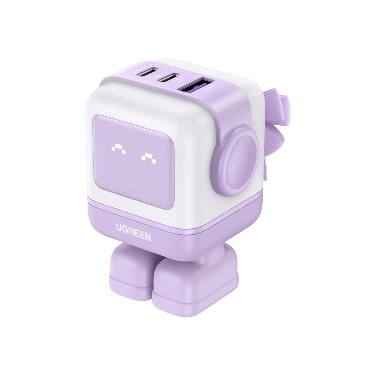 Adaptador UGREEN Robot Nexode 65W GaN de 3 Puertos Morado