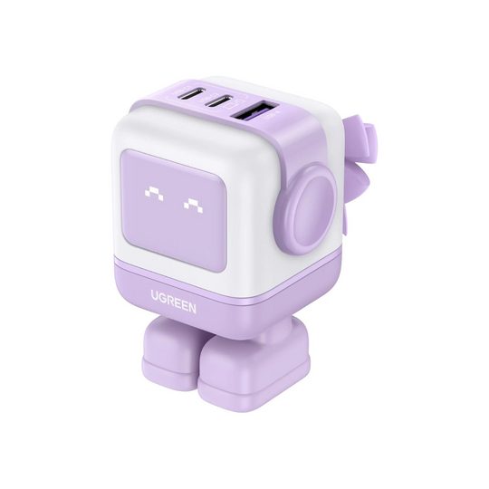 Adaptador UGREEN Robot Nexode 65W GaN de 3 Puertos Morado
