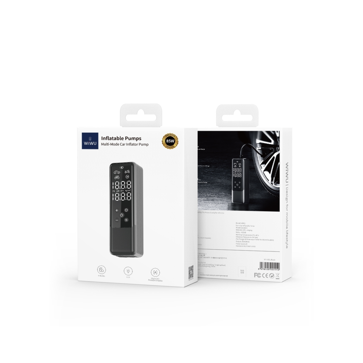 Compresor de Aire Portátil WIWU AI001 | Inflador Eléctrico Recargable – Negro