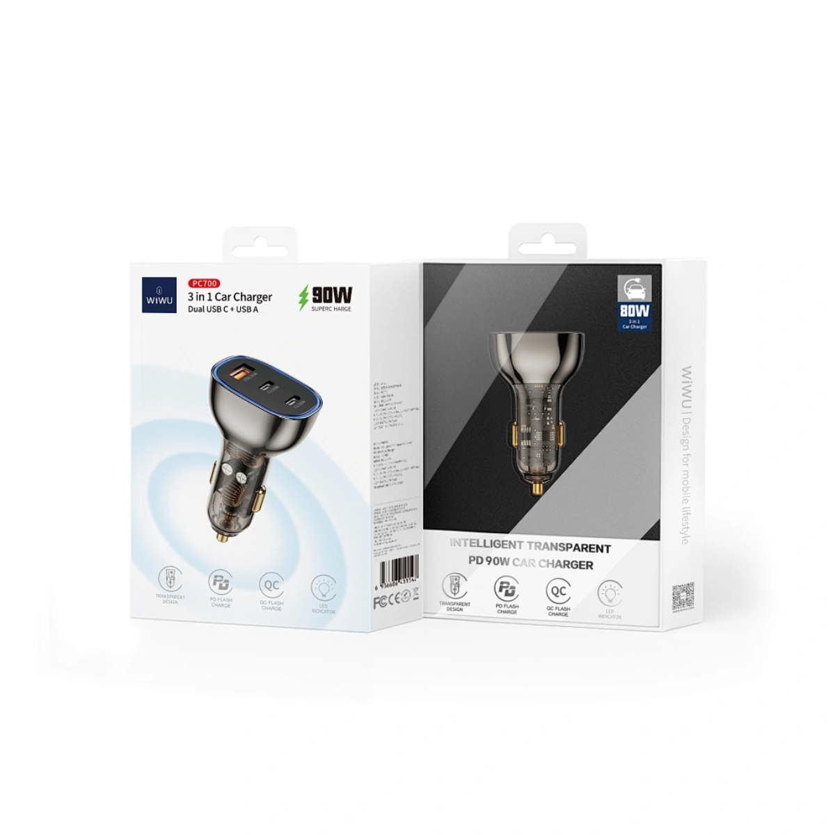 Cargador de Carro WIWU PC700 - Carga Inteligente de 90W