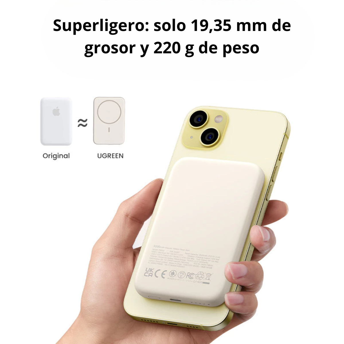 Power Bank Magnético UGREEN 5000mAh 🔋 | Compacto, Seguro y Siempre Contigo