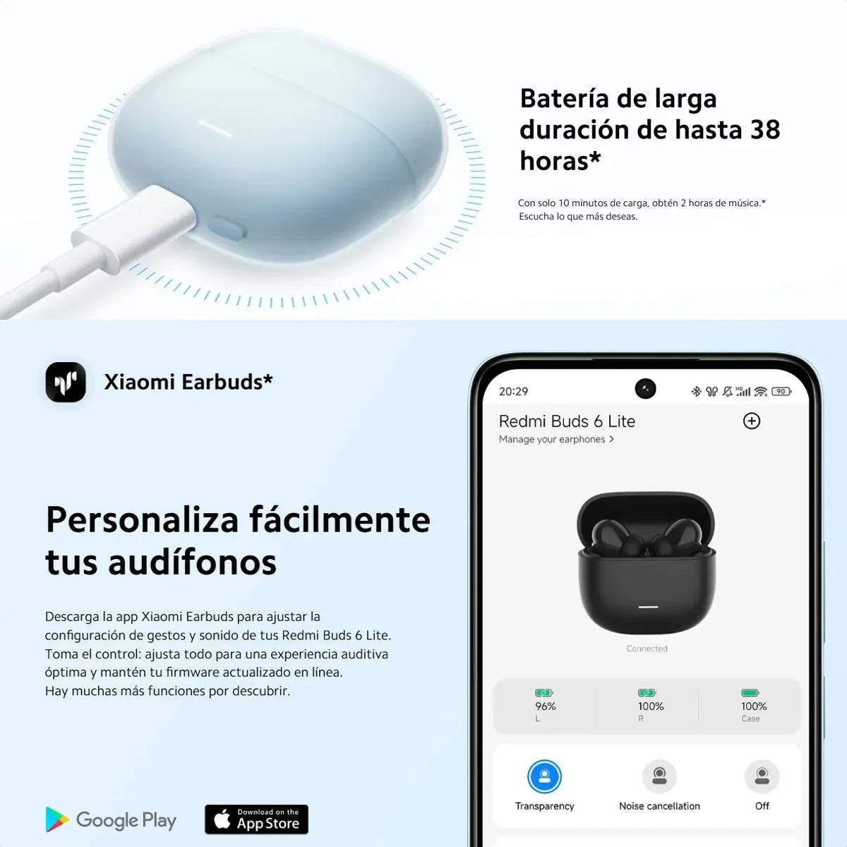 Redmi Buds 6 Lite Azul – Sonido Premium + Cancelación de Ruido 40 dB 🎧