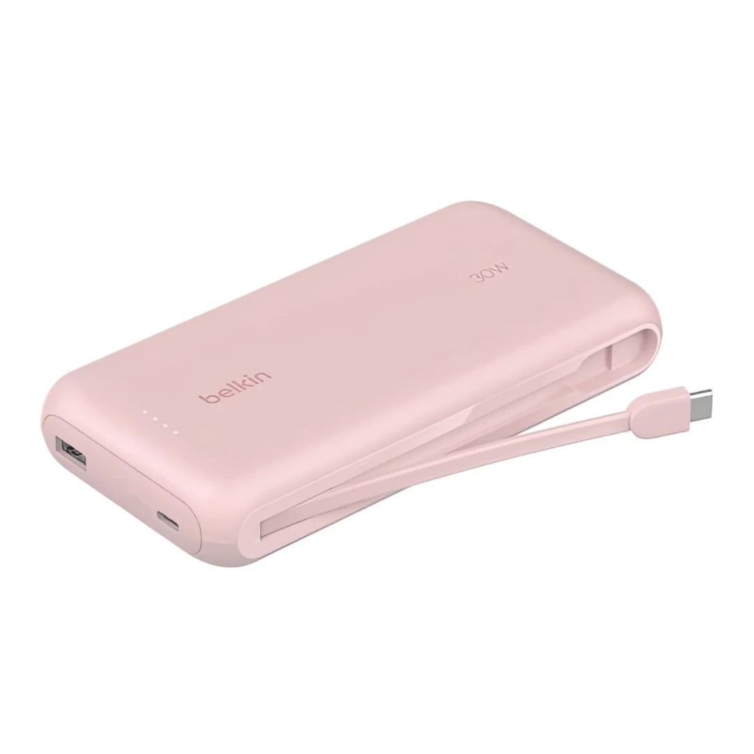Power Bank Belkin 20.000 mAh 30W Rosa – Cable USB-C Integrado