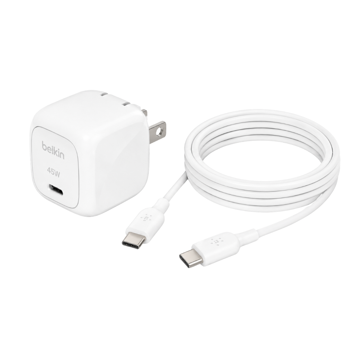 Cargador Belkin 45W USB-C PD PPS con Cable USB-C 1 Metro Blanco