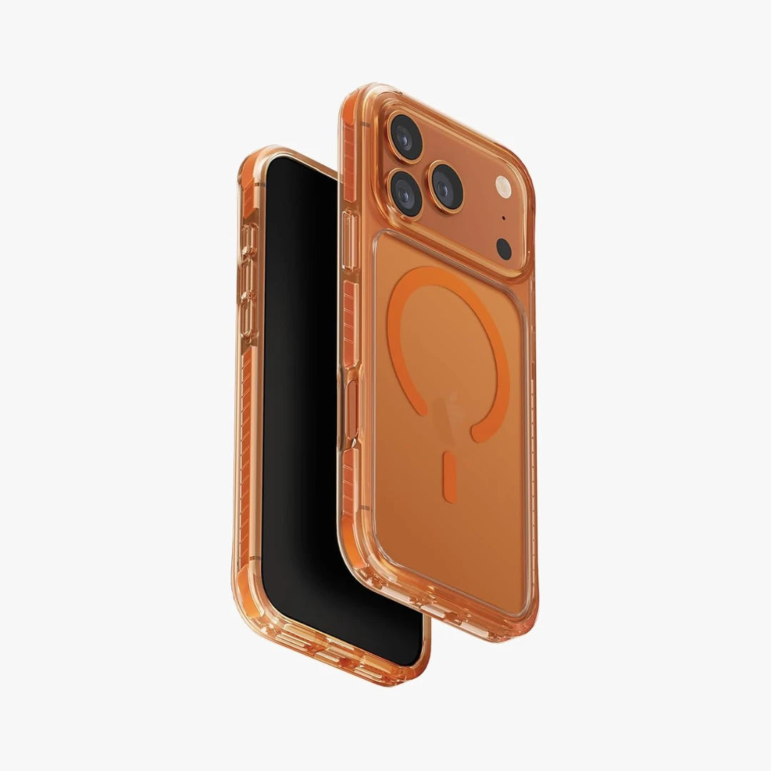 Funda UNIQ iPhone 17 Pro Max Clear Orange – Combat con Anillo Magnético ShockSorb