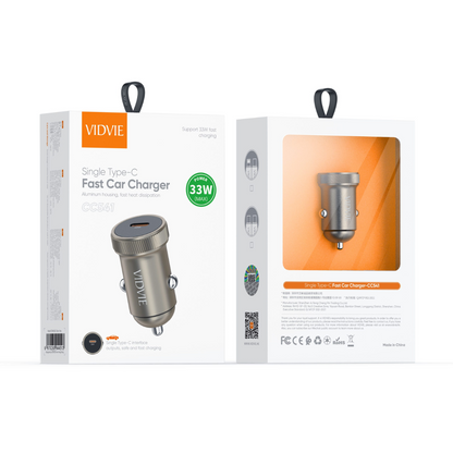 Cargador para Auto VIDVIE 33W Tipo C – CC541 | Potente y Compacto