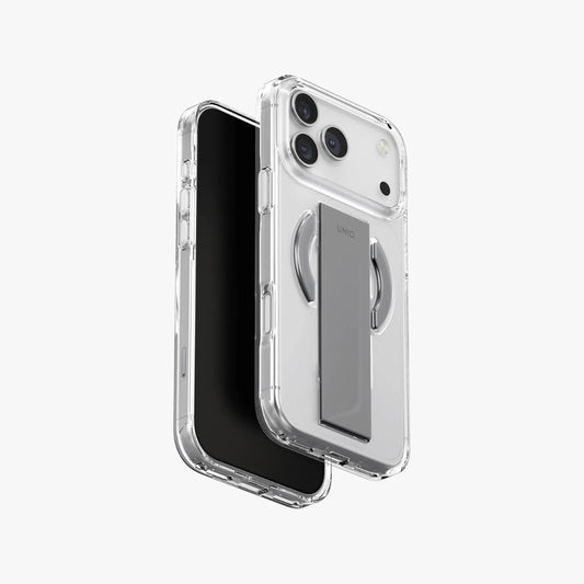 Funda Premium iPhone 17 Pro Max Transparente con Soporte Magnético UNIQ Heldro Air Clear