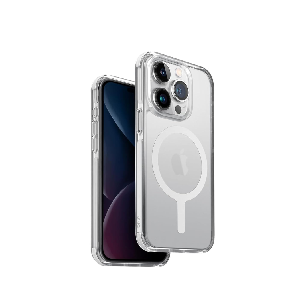 Funda UNIQ iPhone 15 Pro Max Stone Gray – MagClick Híbrida con Carga Magnética
