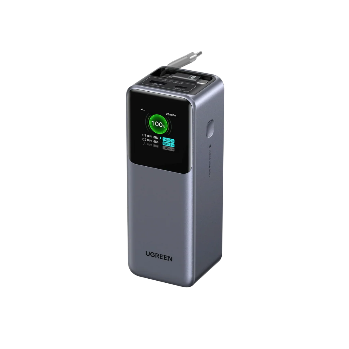 Power Bank UGREEN 20000mAh 165W Cable Retráctil Pantalla Digital