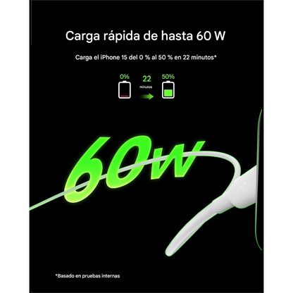 Pack 2 Cables Belkin USB-C a USB-C 1m – Carga Rápida Power Delivery