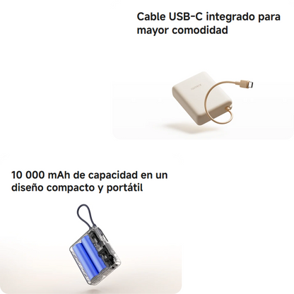 Xiaomi Power Bank 🔋 10000mAh 33W – Con cable integrado y carga turbo ⚡Beigs