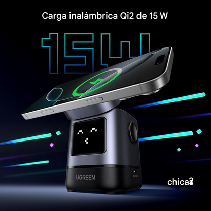 UGREEN Uno 2-in-1 Qi2 🌀| Carga Inalámbrica Magnética 15W + Soporte