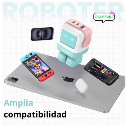 Adaptador UGREEN Robot Nexode 65W 3 Puertos USB-C + USB-A Azul