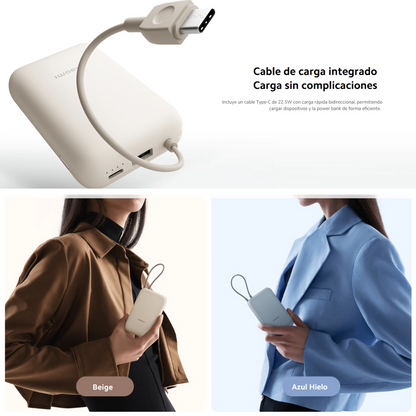 Xiaomi Power Bank🔋 10000mAh 22.5W – Cable integrado y carga rápida ⚡AZUL