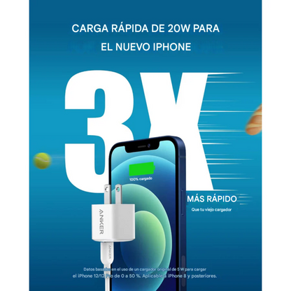 Adaptador Anker 20W PowerPort III USB-C 🔌 Compacto con Tecnología GaN