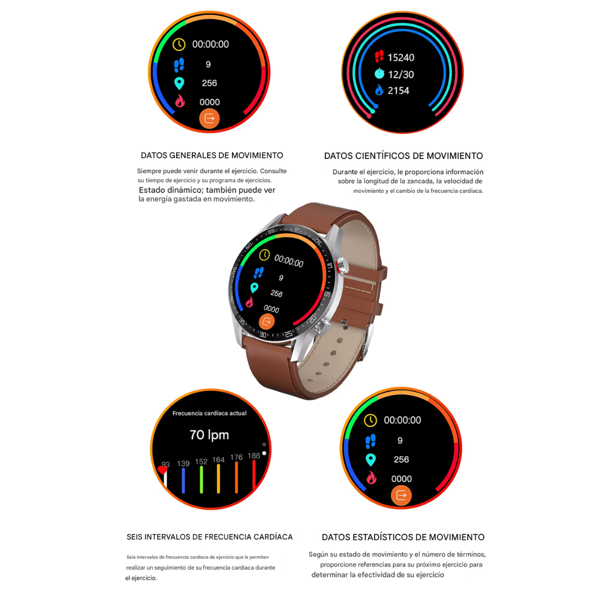 Smartwatch Blulory G5 Café | GPS, Llamadas Bluetooth, IP68, Sensor de Salud