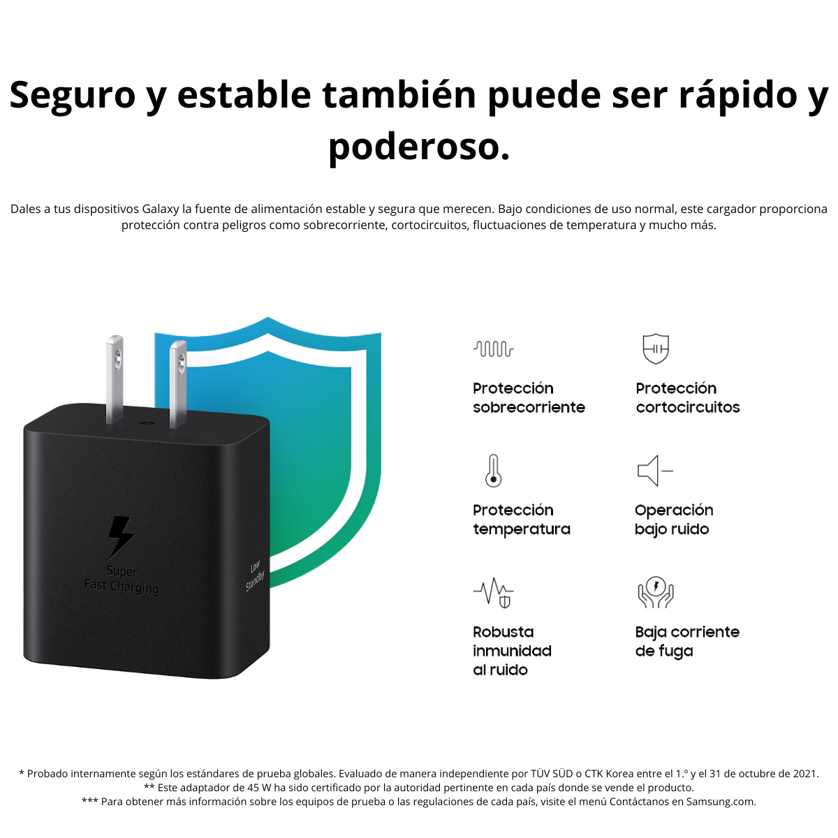 Cargador Samsung 45W Power Adapter Negro + Cable 1.8M | Original