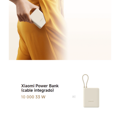 Xiaomi Power Bank 🔋 10000mAh 33W – Con cable integrado y carga turbo ⚡Beigs