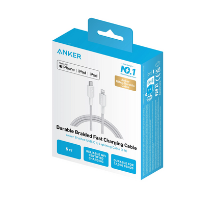 Cable Anker USB-C a Lightning Trenzado 1m 🔒 Original Certificado MFi