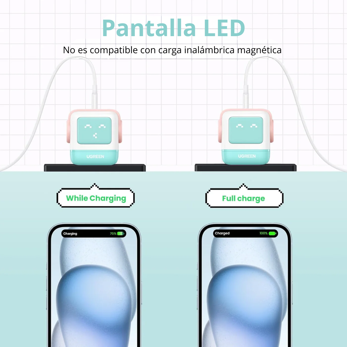 Adaptador UGREEN Robot Nexode 65W 3 Puertos USB-C + USB-A Azul