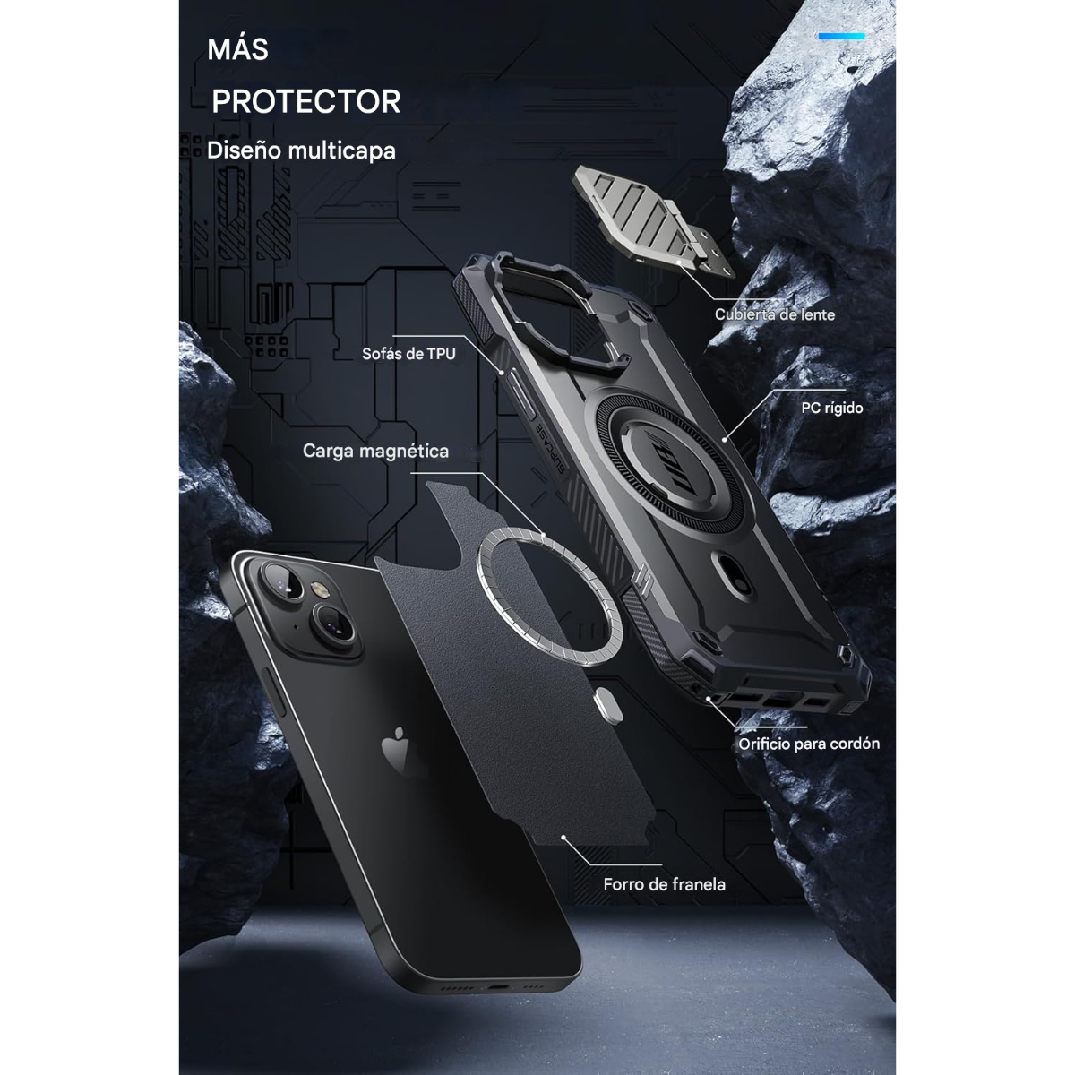 Estuche Protector Compatible MagSafe para iPhone 13/14/15/16E | Protección Total
