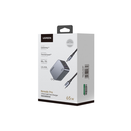 Cargador UGREEN 65W Nexode Pro | Carga rápida GaN – Gris