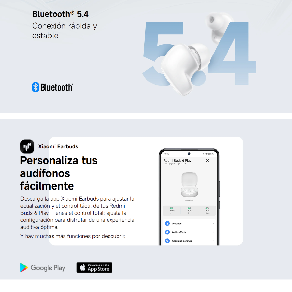 Audífonos Xiaomi Redmi Buds 6 Play 🎧Azul