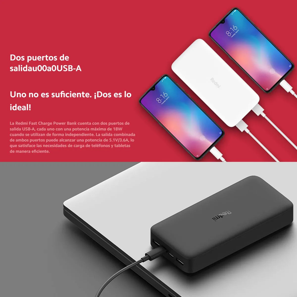 Power Bank Xiaomi 20000 mAh🔋| 18W Fast Charge + Doble USB ⚡