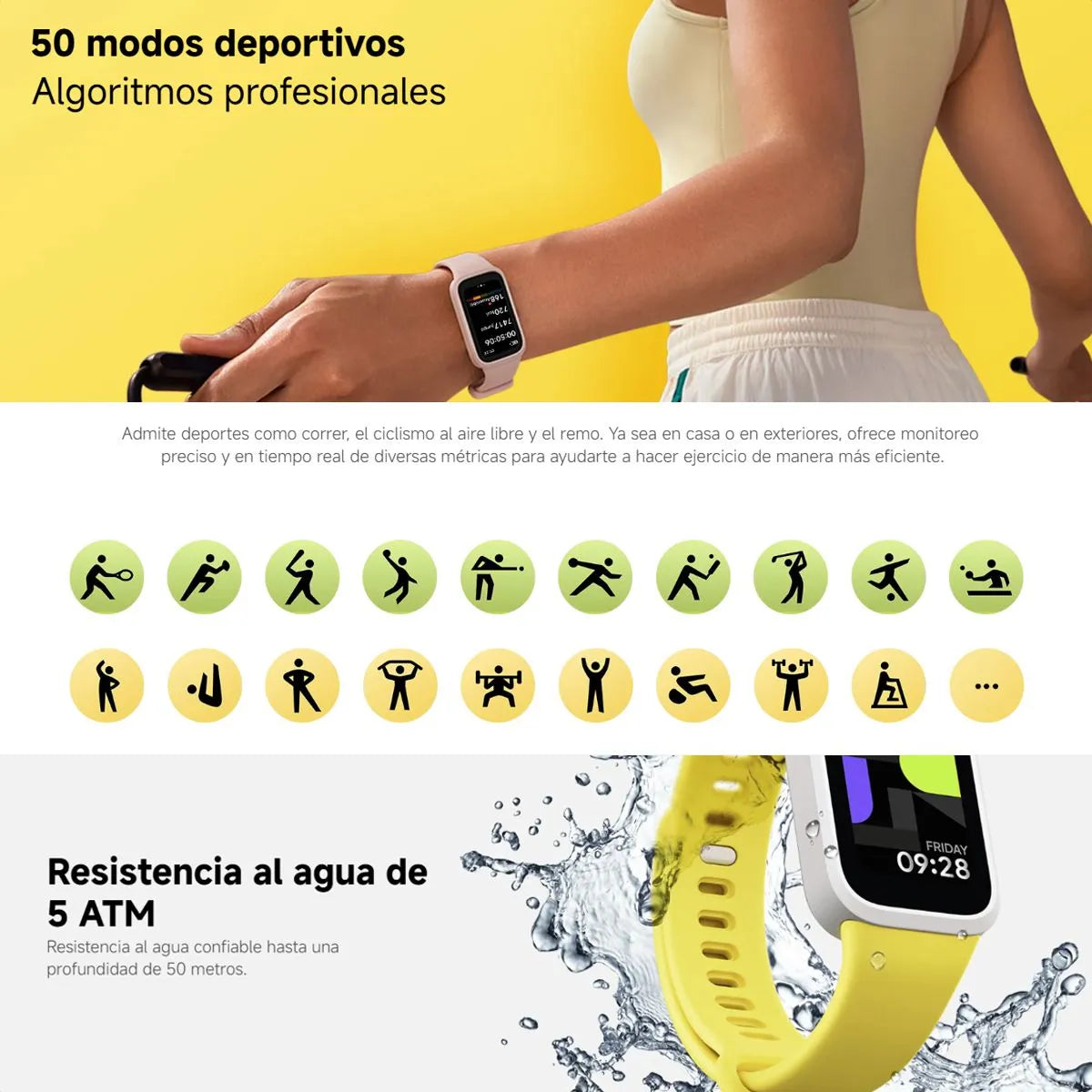 Xiaomi Smart Band 9 Active⌚   | 1.47” + 50 Deportes + Salud 💓Rosa
