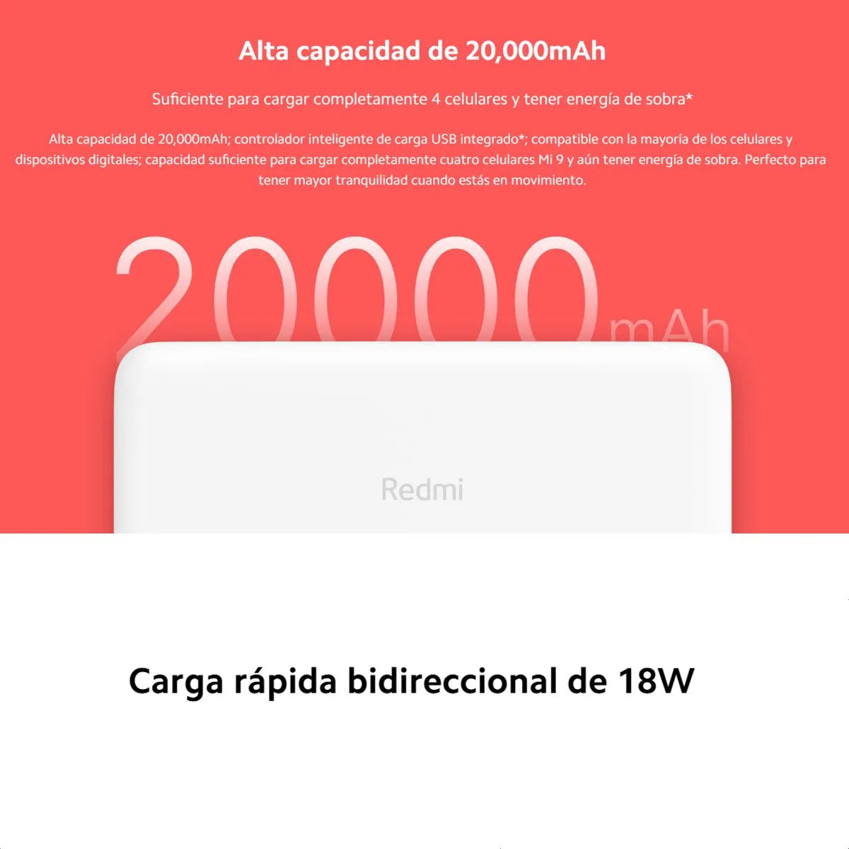 Power Bank Xiaomi 20000 mAh🔋| 18W Fast Charge + Doble USB ⚡