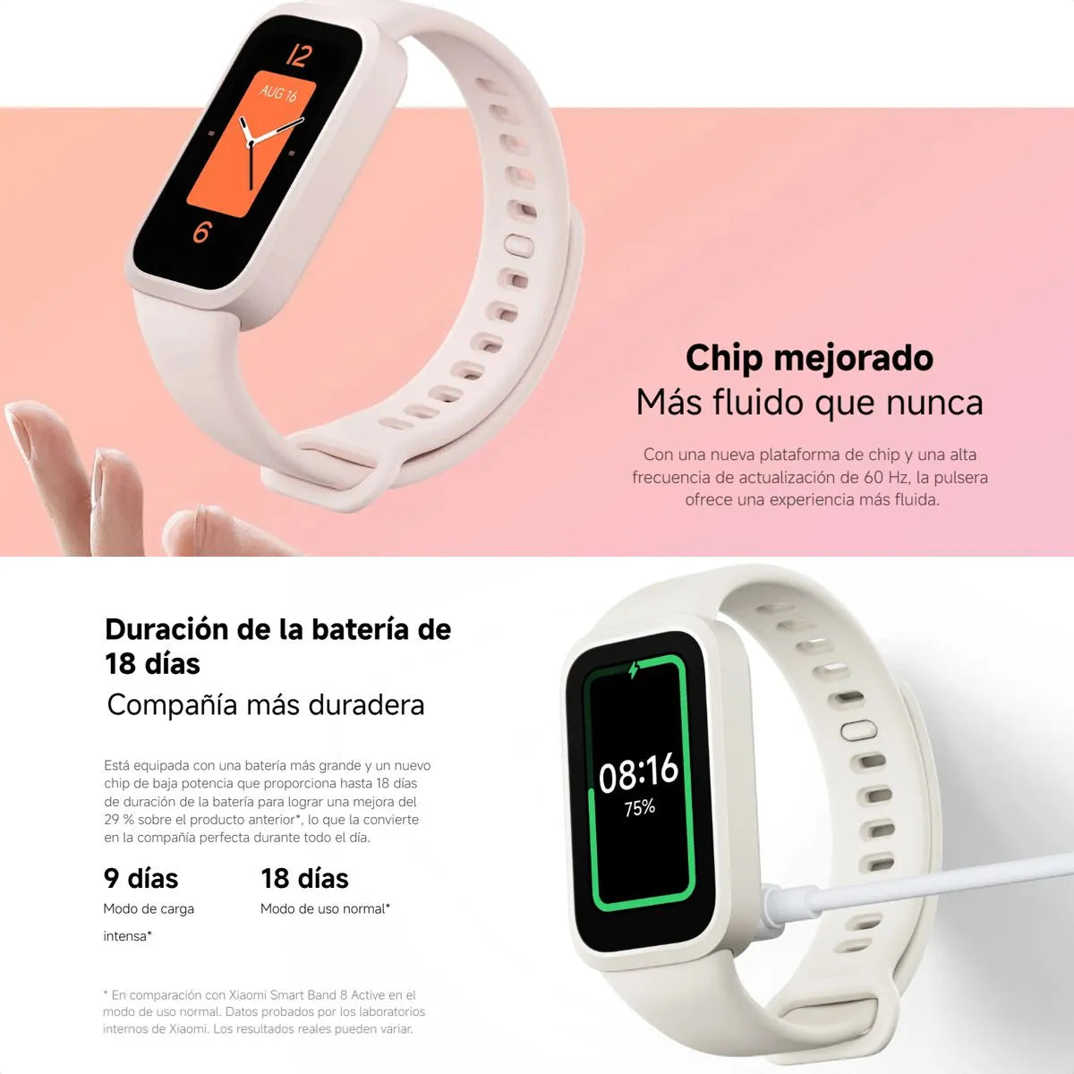 Xiaomi Smart Band 9 Active⌚   | 1.47” + 50 Deportes + Salud 💓Rosa