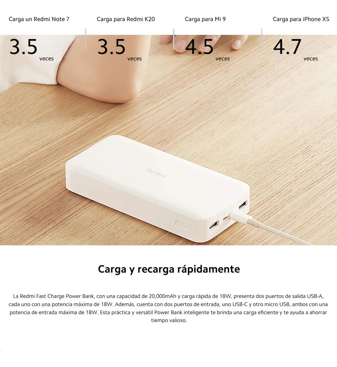Power Bank Xiaomi 20000 mAh🔋| 18W Fast Charge + Doble USB ⚡