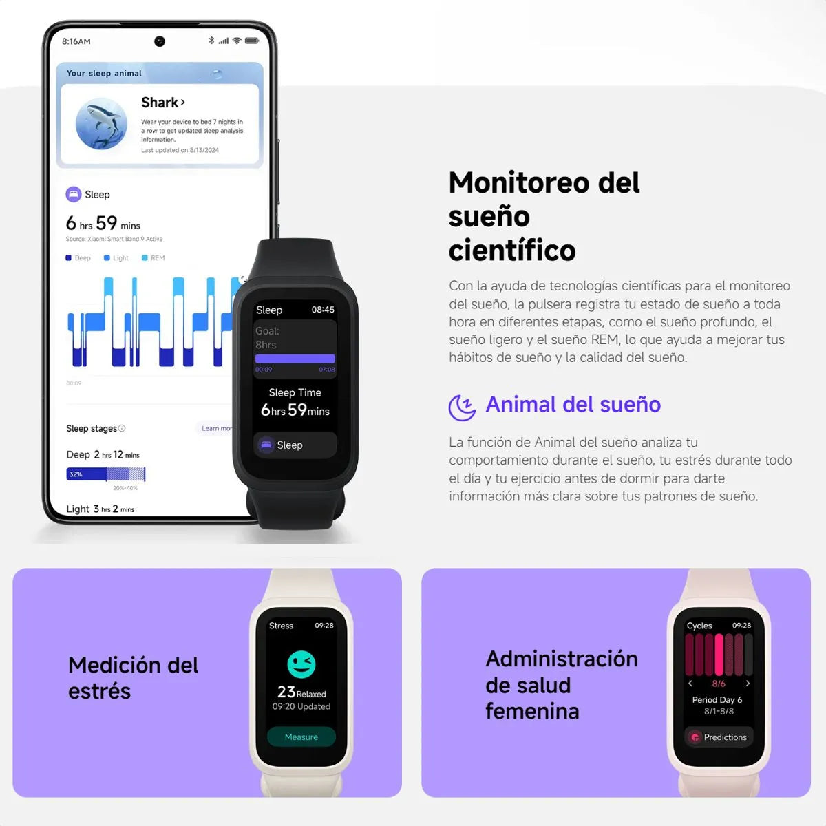 Xiaomi Smart Band 9 Active⌚   | 1.47” + 50 Deportes + Salud 💓Rosa