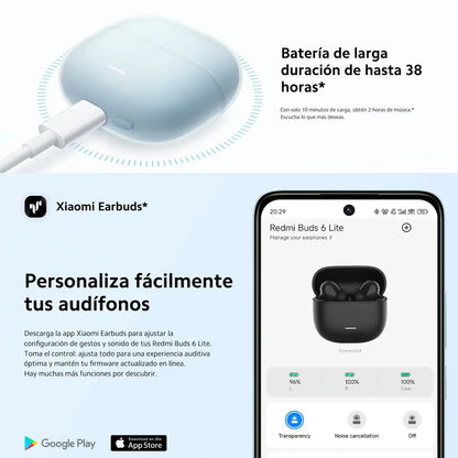 Redmi Buds 6 Lite Azul – Sonido Premium + Cancelación de Ruido 40 dB 🎧