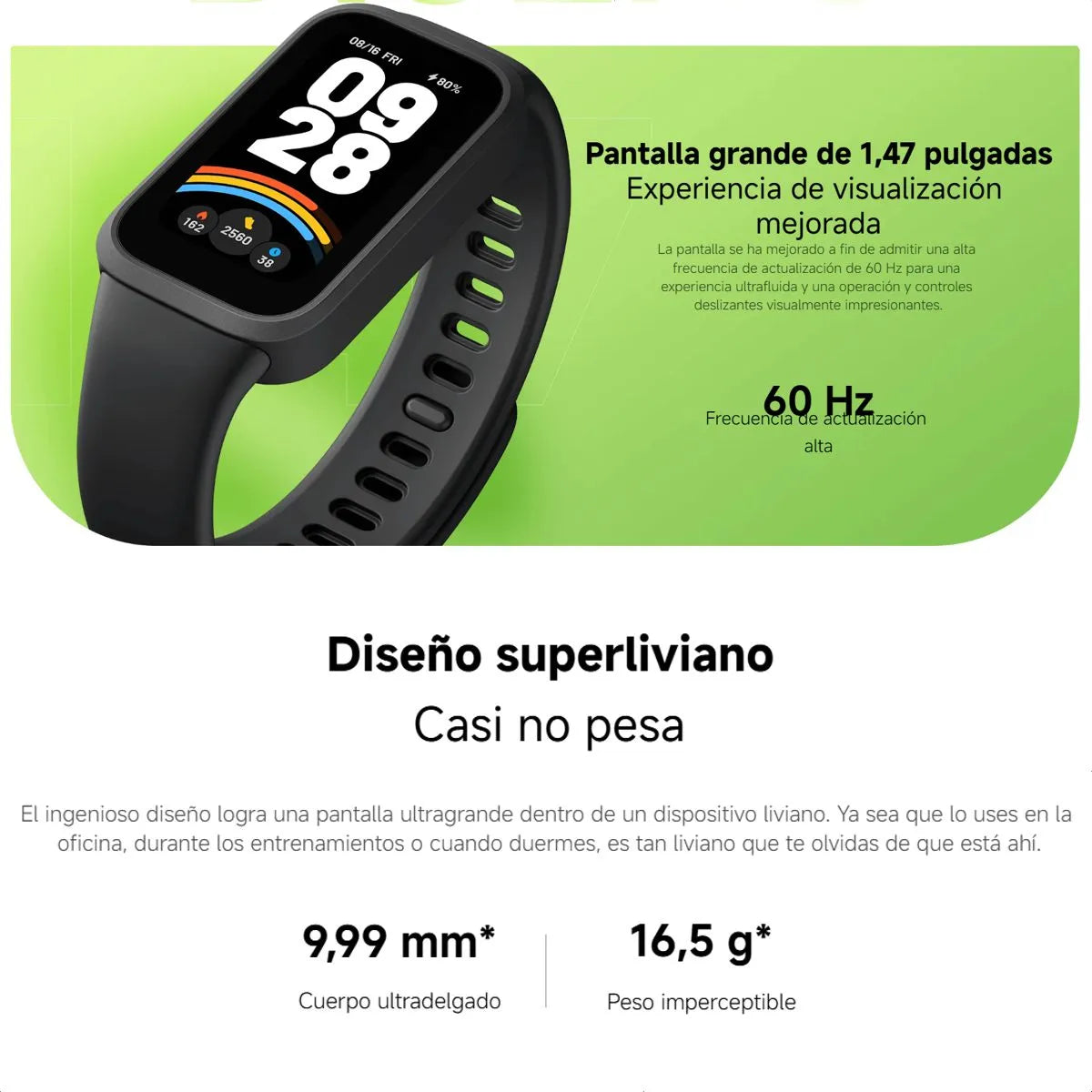 Xiaomi Smart Band 9 Active⌚   | 1.47” + 50 Deportes + Salud 💓Rosa