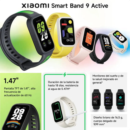 Xiaomi Smart Band 9 Active⌚   | 1.47” + 50 Deportes + Salud 💓Rosa